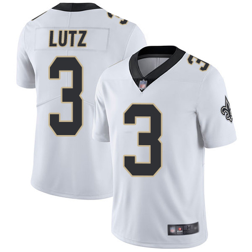 Men New Orleans Saints Limited White Wil Lutz Road Jersey NFL Football #3 Vapor Untouchable Jersey